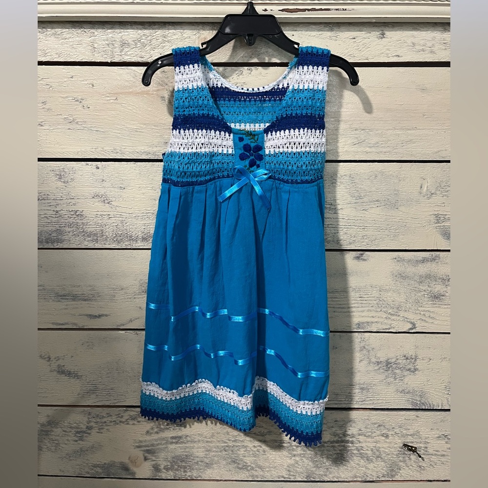 Artisan Made in Mexico Blue & White Dress Size 4-6